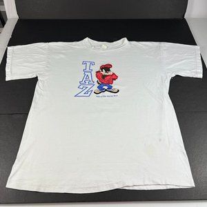 VTG 90s 1994 Warner Bro Taz Tasmanian Devil Shirt Large White Single Stitch Tee